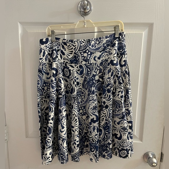 Lauren Ralph Lauren Batik Paisley Blue White Skirt Size 8 100% Cotton NWT - Picture 7 of 7